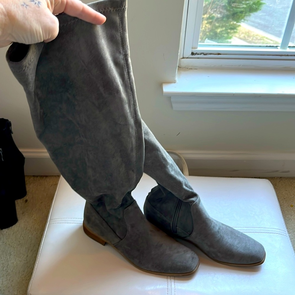Miim grey faux suede grey over the knee boots